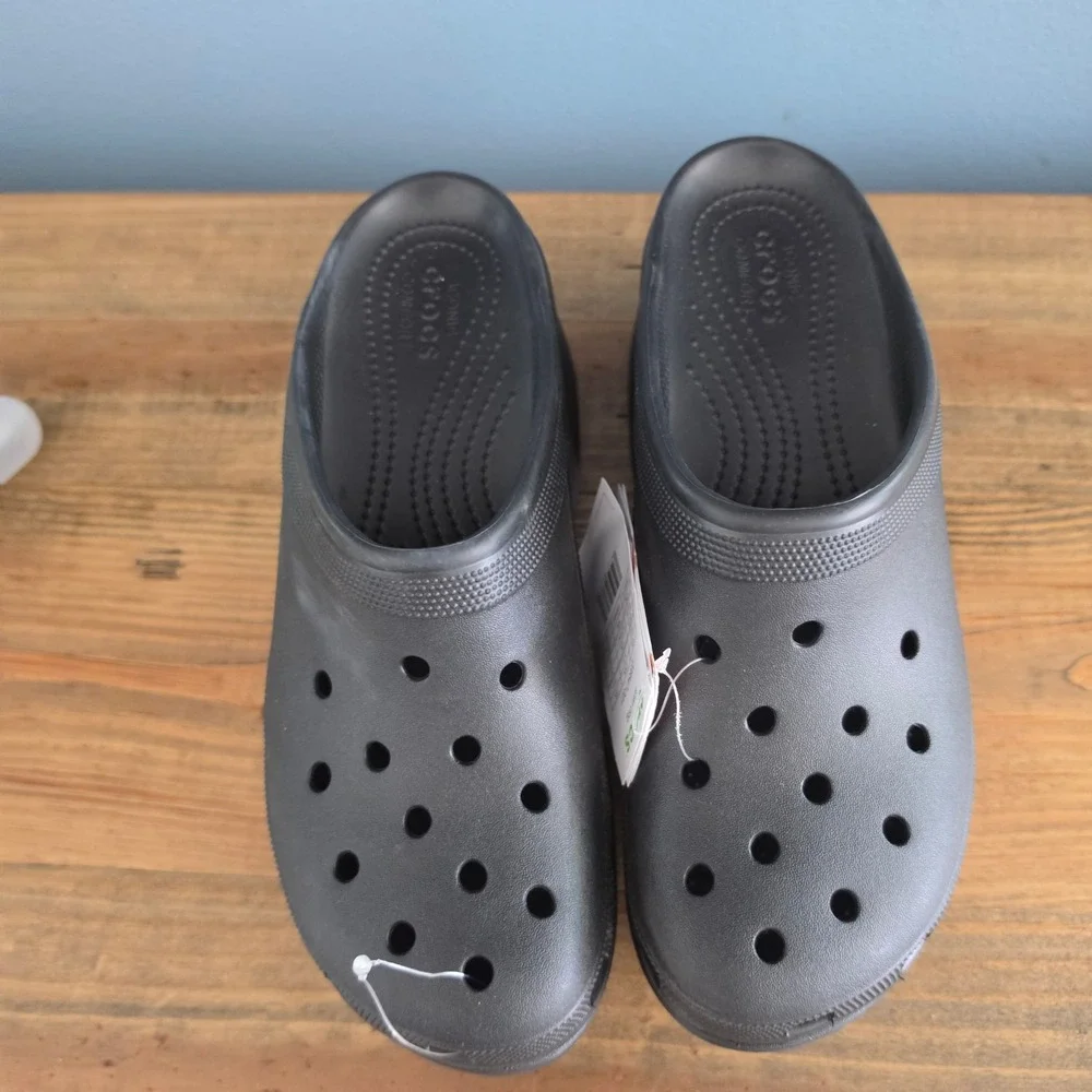 Crocs Mens Siren Clog Black Chunky Platform High Heel Mules 208547-001 Size 11